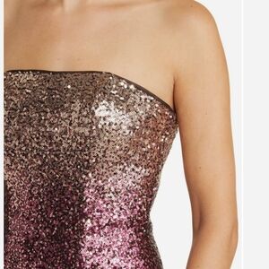 Jewel Badgley Mischka Sequin Strapless Dress - Pink and Gold